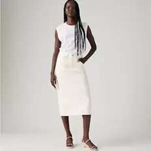 Levi's Cream Denim Carpenter Pencil Midi Skirt Women's Size 27 Waist